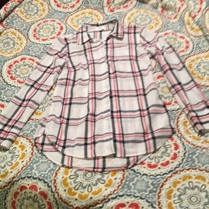 Crown & Ivy XS blue red white plaid button shirt